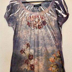 BLEU Women's Purple Graphic Top